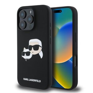 Puzdro Karl Lagerfeld Liquid Silicone Double Heads MagSafe iPhone 16 Pro Max - čierne