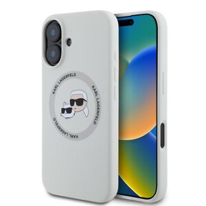 Puzdro Karl Lagerfeld Liquid Silicone K&CH Heads MagSafe iPhone 16 - béžové