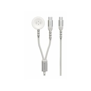 Dátový kábel Swissten 2v1 USB-C / USB-C a Apple Watch 1,2m Magnetický Biely