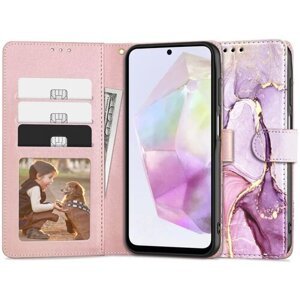 Puzdro Tech-Protect Book Samsung Galaxy A35, Mramor - fialové