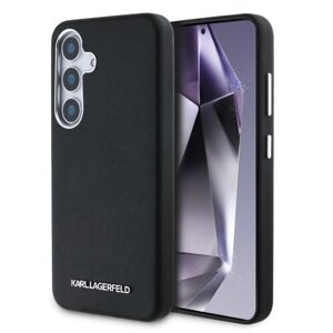 Karl Lagerfeld PU Saffiano Metal Logo and Frame Zadní Kryt pro Samsung Galaxy S25 Black