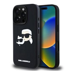 Karl Lagerfeld 3D Rubber Double Heads Zadní Kryt pro iPhone 16 Pro Max Black