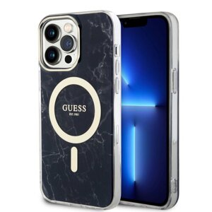 Guess IML Marble MagSafe Zadní Kryt pro iPhone 13 Pro Max Black