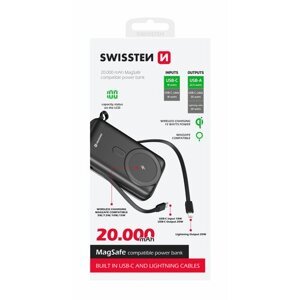 Swissten Magsafe Powerbanka 20000 mAh 22,5W s USB-C a Lightning káblom