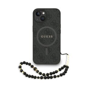 Guess PU Leather 4G Colored Ring Strap MagSafe Zadní Kryt pro iPhone 15 Black