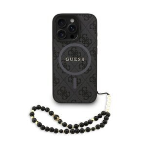 Guess PU Leather 4G Colored Ring Strap MagSafe Zadní Kryt pro iPhone 16 Pro Max Black