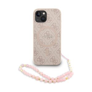 Guess PU Leather 4G Colored Ring Strap MagSafe Zadní Kryt pro iPhone 13 Pink