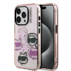 Karl Lagerfeld IML Multi K&CH Heads Zadní Kryt pro iPhone 15 Pro Pink