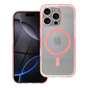 CLEAR MAG COVER case with camera protection compatible with MagSafe for IPHONE 16 Pro Max pink glitter