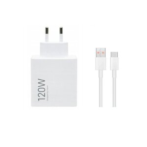 Xiaomi MDY-16-EN USB-A 120W Cestovní Nabíječka + USB-C 6A Datový Kabel White (Bulk)